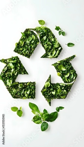 Obraz Green recycling symbol made out of leaves and elements