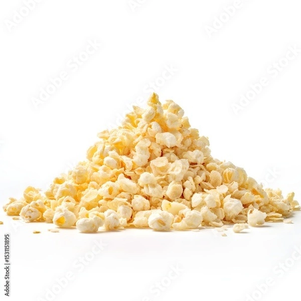 Obraz Popcorn flakes arranged in a mound on a bright white background