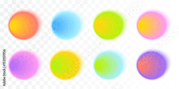 Fototapeta Abstract Gradient Blur Liquid Shapes Set with Noise Texture. Neon Color Grain Effect Irregular Geometric Spots. Soft Organic Vector Blob Illustration Elements. Iridescent Dynamic Flow y2k Aura Forms
