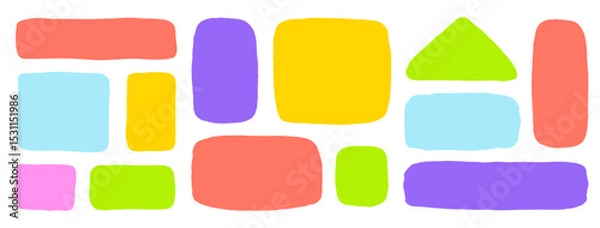 Fototapeta Organic Liquid Rectangle Frame Shapes Set. Hand Drawn Abstract Vector Fluid Square Blobs. Wavy Irregular Flat Text Box Spots Collection. Curvy Random Bento Style Childish Colorful Banners. Isolated