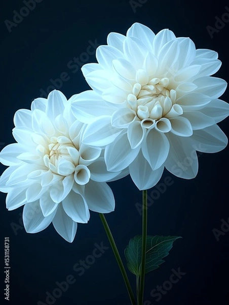 Obraz Hyperdetailed illustration of two vibrant dahlia flowers in full bloom