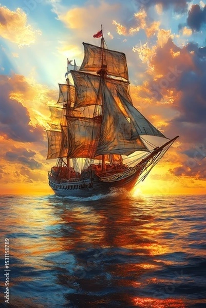 Obraz Majestic pirate ship on a vibrant ocean