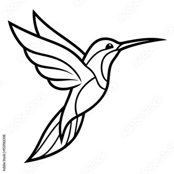 Obraz Abstract Hummingbird in Flight line art vector 