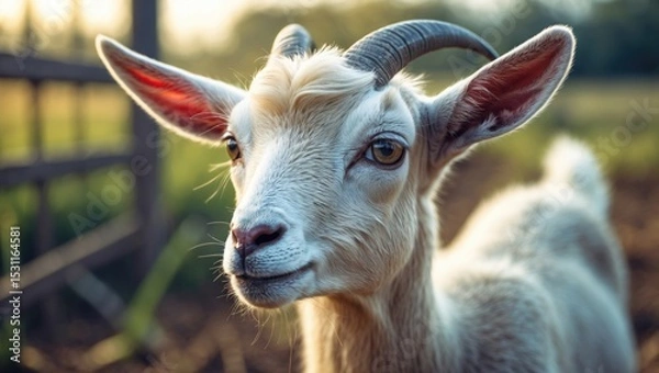 Obraz Goat grazing on the meadow.