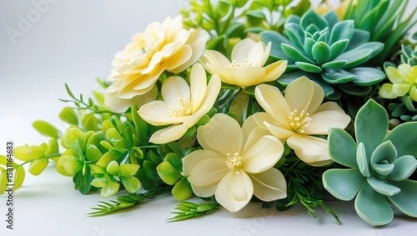 Obraz A stunning arrangement of white lily of the valley and snowdrop flowers in full bloom during spring.