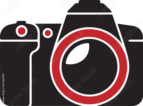 Fototapeta camera device vector, silhouette of a single dslr camera, digital camera icon
