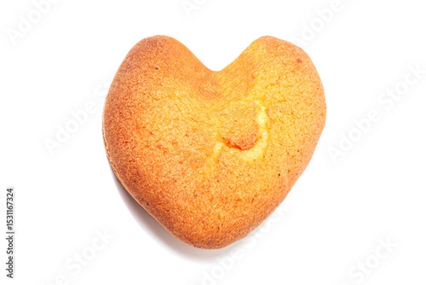 Obraz Cookie in a heart shape isolated on white background