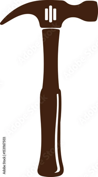 Fototapeta claw hammer tool vector, single hammer silhouette, construction hammer icon