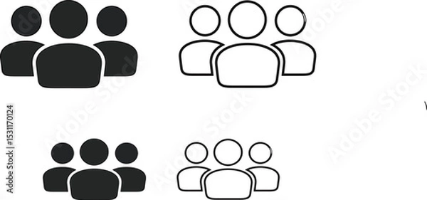 Fototapeta User and Group Icons Set – Flat Person Silhouette and People Symbol – Minimalist Vector Design