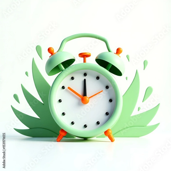 Obraz alarm clock on green background