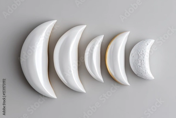 Obraz Minimalist Moon Phase Symbols in Pale Lilac and Stone