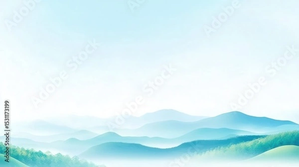 Obraz Minimalist Mountain Landscape with Soft Light and Fog