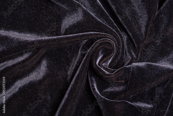 Obraz Black velvet fabric with spiral folds