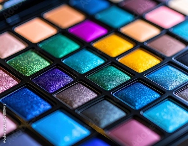 Fototapeta Vibrant Eyeshadow Palette in Bold, Glossy Colors