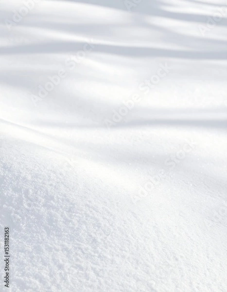 Fototapeta Fresh snow blanket with subtle shadows creating a serene winter landscape