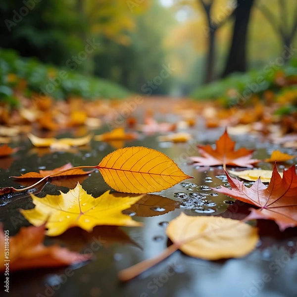 Obraz autumn leaves on the ground in autumn