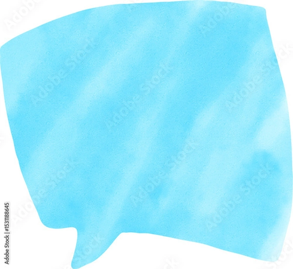 Fototapeta Blue watercolor speech bubble illustration. designed for comic use, graphic overlays, and cute message templates, ideal for expressing text in children's books, posters, or fun digital media.
