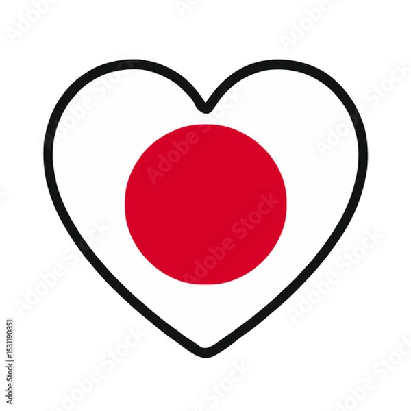 Obraz Heart-shaped Japanese flag icon on white background