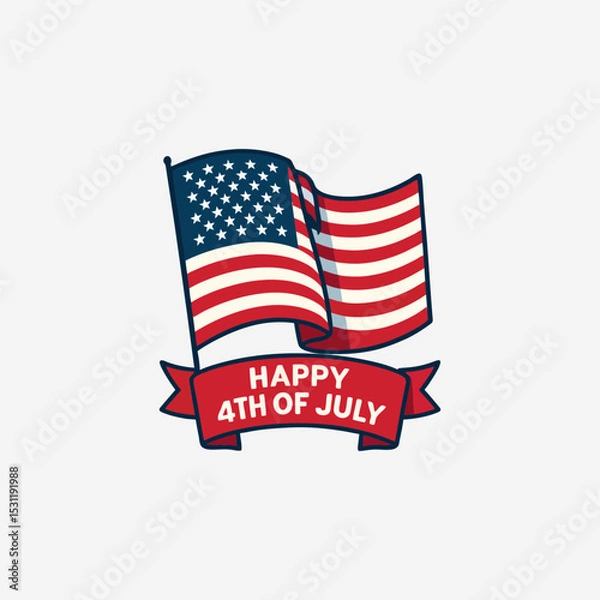 Fototapeta Happy fourth of July Independence Day of United States background design vector illustration with stars and stripes flag