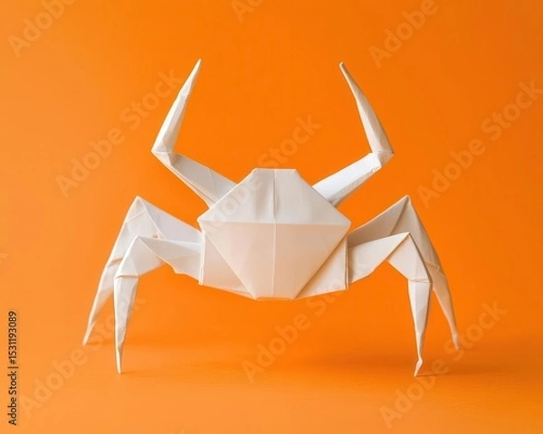Fototapeta Origami nightmare creature with twisted, surreal folds, existing between dream and reality
