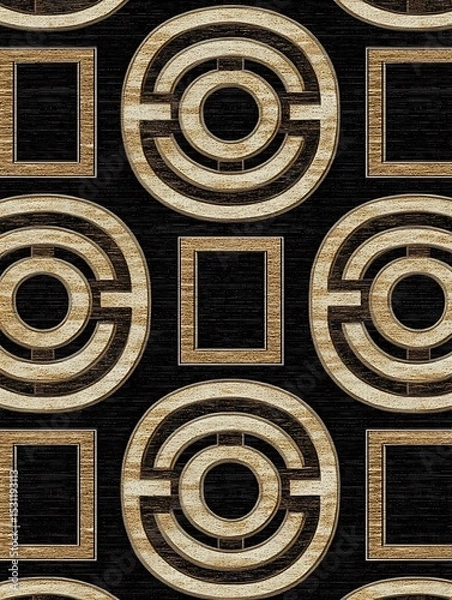 Fototapeta Ornate geometric pattern with circular and square vintage-style figures