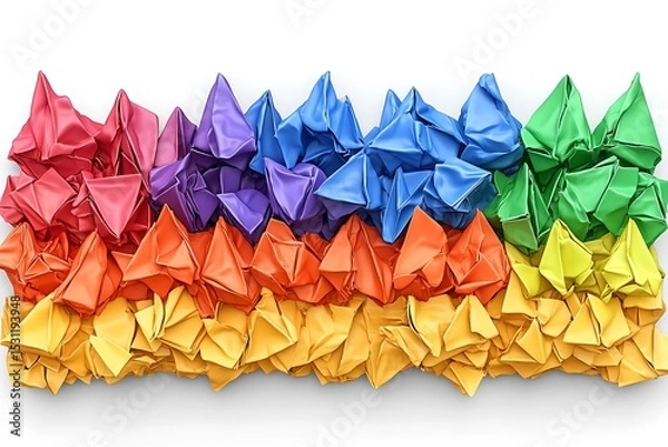 Fototapeta Striking abstract composition featuring arranged pyramidal rainbow elements