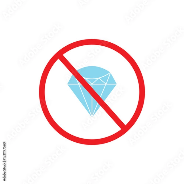 Fototapeta No diamond icon. The sign is not real. Forgery illustration. No gem. Vector icon.