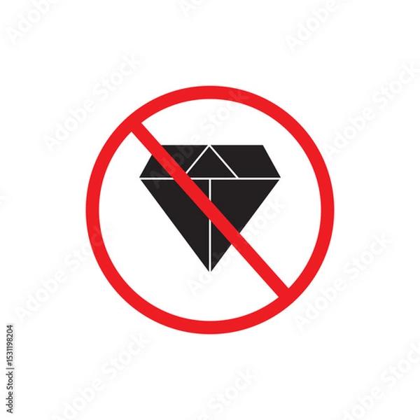 Fototapeta No diamond icon.No gem. Vector icon illustration on white background..eps