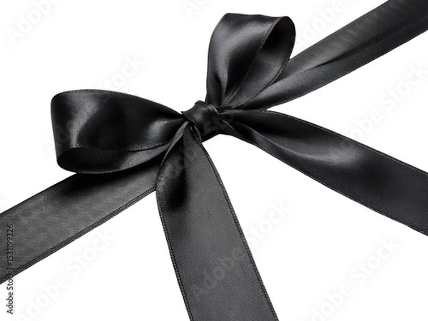 Fototapeta Elegant Black Satin Ribbon with Bow Isolated on transparent background, Isolated Png, Isolated on transparent background, Isolated Png file, Cut-out, No Background, Isolated object