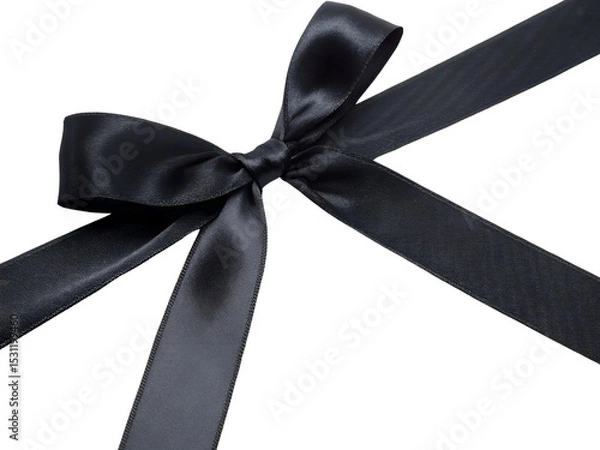 Fototapeta Elegant Black Satin Ribbon with Bow Isolated on transparent background, Isolated Png, Isolated on transparent background, Isolated Png file, Cut-out, No Background, Isolated object