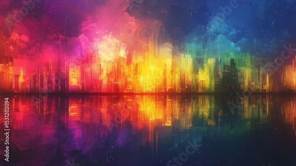 Fototapeta cityscape with space and neon light effect. Modern hi-tech, science, futuristic technology concept. Abstract digital high tech city design for banner background
