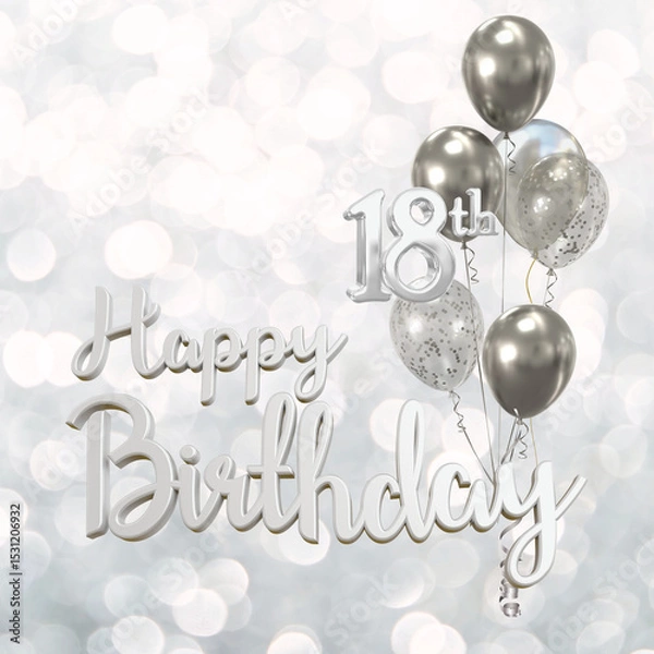 Obraz Happy 18th Birthday Greeting Card.