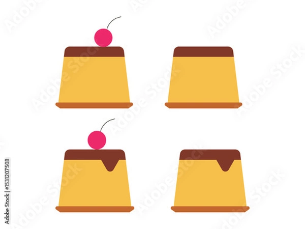 Obraz プリンのアイコンのイラストのセット