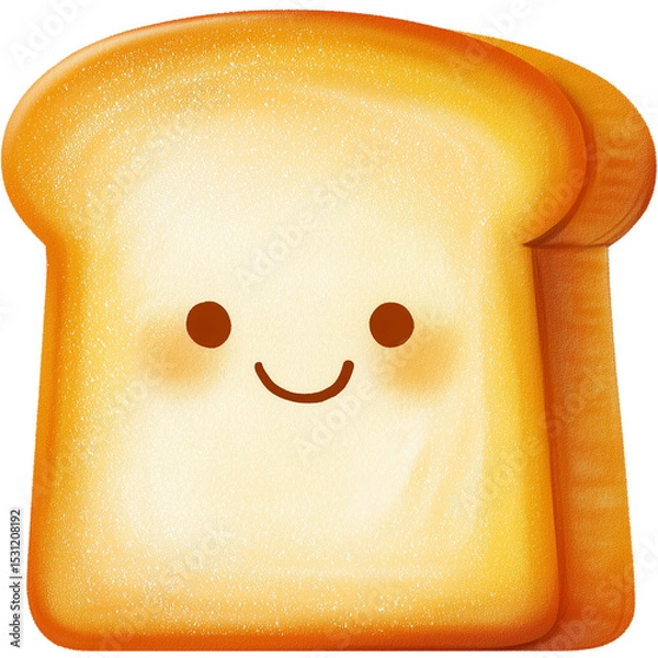 Fototapeta Smiling slice of toast bread with transparent background