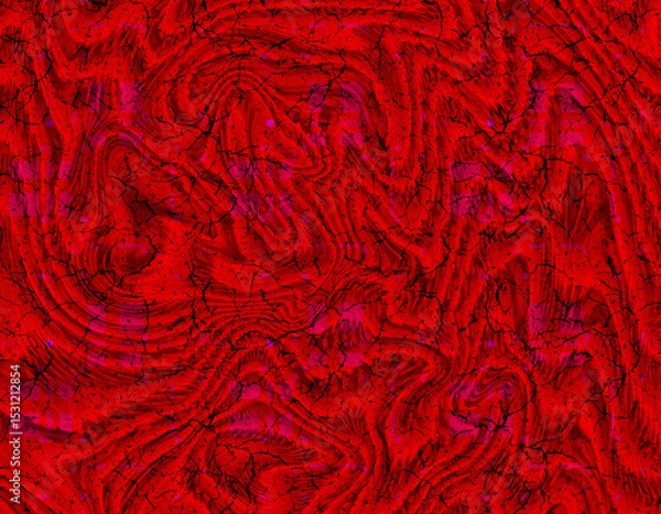 Fototapeta Abstract Red Swirl Pattern with Cracks and Squares