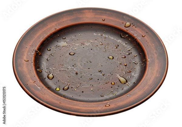 Fototapeta Isolated Empty Rustic Plate with Food Residue