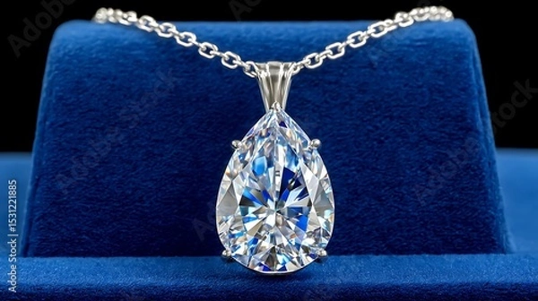 Obraz Realistic Painting of a Beautiful Diamond Pendant Necklace on Display