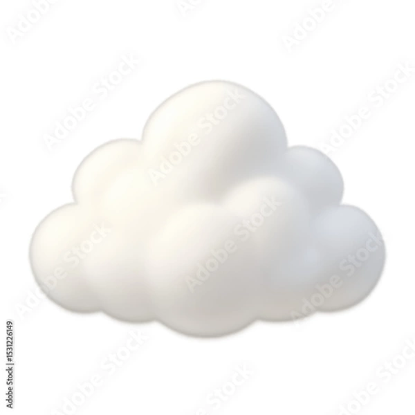 Fototapeta Cloud Formation: A fluffy, pristine cloud isolated. This image brings a sense of peace and tranquility. 