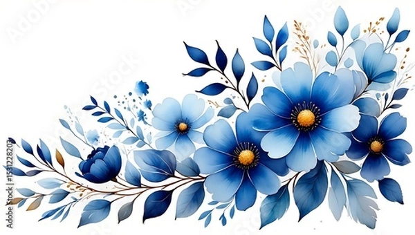 Fototapeta Blue and white flowers create a beautiful spring floral pattern background, perfect for a nature-inspired design