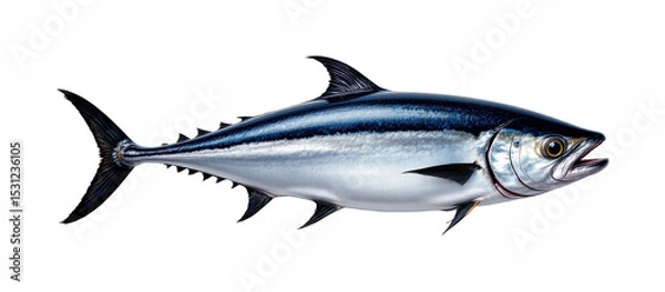 Fototapeta solo atlantic bluefin tuna belly cut on a white background, in a detailed style, with intricate lines, minimal shadow, bright light, high resolution
