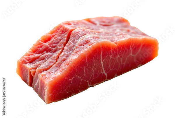Fototapeta solo smoked atlantic bluefin tuna slice on a white background, in a detailed style, with intricate lines, minimal shadow, bright light, high resolution