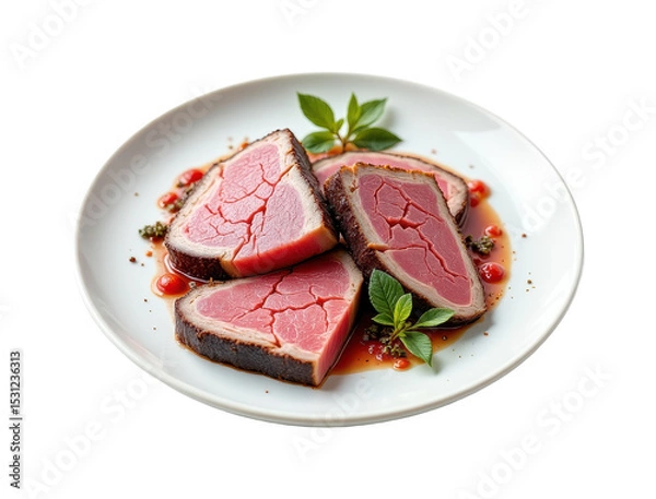 Fototapeta solo canned atlantic bluefin tuna on a white background, in a detailed style, with intricate lines, minimal shadow, bright light, high resolution