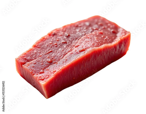 Fototapeta solo vacuum sealed atlantic bluefin tuna steak on a white background, in a detailed style, with intricate lines, minimal shadow, bright light, high resolution