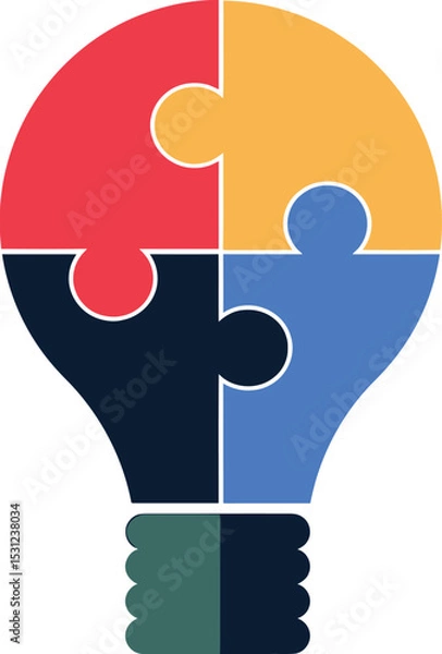 Fototapeta Puzzle Light Bulb Icon Symbolizing Creativity and Innovation