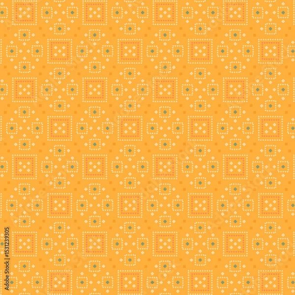 Obraz Retro Indian Yellow Bandhani Fabric Traditional Pattern Vector
