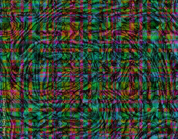 Fototapeta Abstract Colorful Swirl Plaid Pattern with Cracks