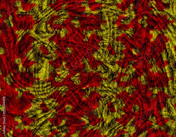 Fototapeta Abstract Red and Yellow Swirl Texture with Cracks