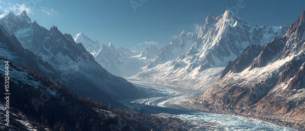 Fototapeta photo of a mountain range with a river running through it