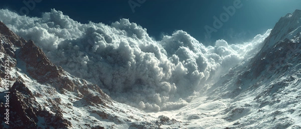 Fototapeta A mountain with a large cloud of smoke coming out of it
