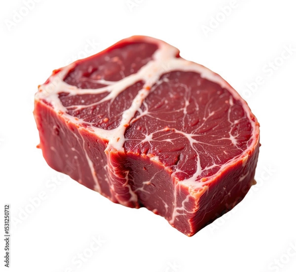 Fototapeta solo raw japanese beef rib cap on a white background, in a detailed style, with intricate lines, minimal shadow, bright light, high resolution